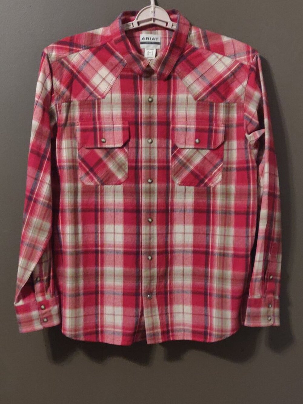 Ariat Honor Retro Fit Snap Down Long Sleeve Plaid Flannel Shirt US XL